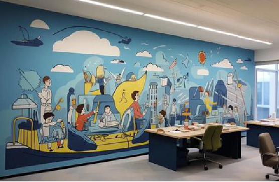 原阳县办公室墙绘的特点。